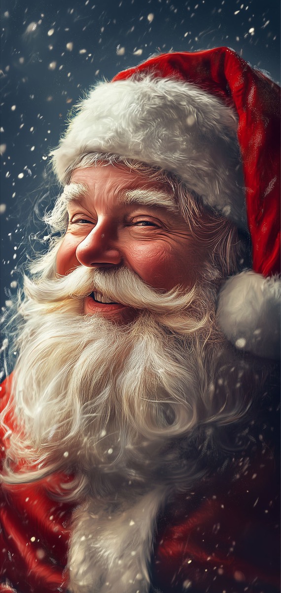 Santa Claus smiling in the snow